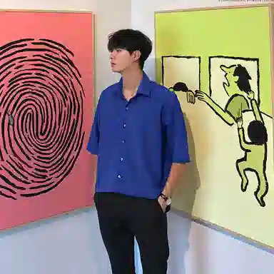 我是大卫 时尚轻薄透气短袖衬衫 男女同款