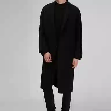 我是大卫 毛呢中长款加厚保暖韩系休闲大衣 男女同款 黑色