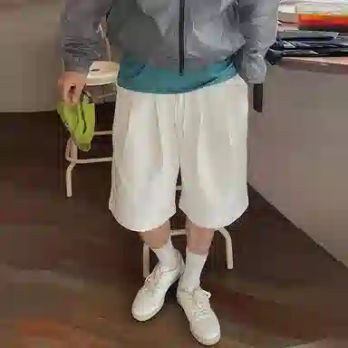 我是大卫 夏季新款复古工装纯色休闲短裤 男款 白色