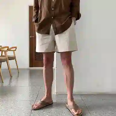 我是大卫 潮牌日系韩版百搭居家直筒五分休闲短裤 男款