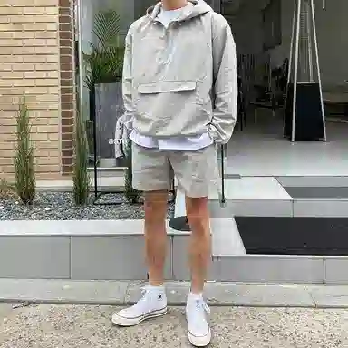 我是大卫 薄款半拉链休闲防晒连帽夹克外套 男女同款