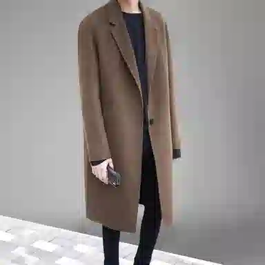 我是大卫 毛呢中长款加厚保暖韩系休闲大衣 男女同款 黑色