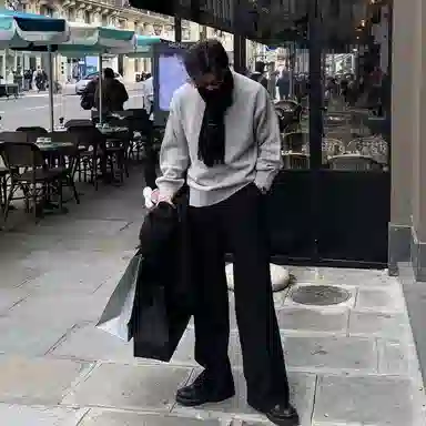 我是大卫 文艺风简约基础款纯色宽松慵懒感休闲针织衫 男女同款