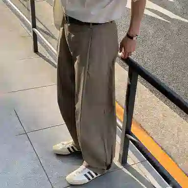 我是大卫 复古工装直筒高街宽松休闲裤 男女同款 绿色