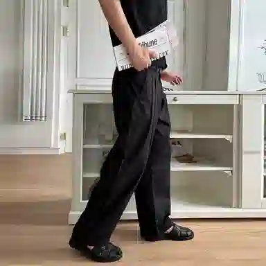 我是大卫 纯色简约垂坠感直筒宽松百搭休闲裤 男女同款