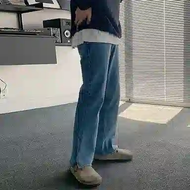 我是大卫 直筒宽松休闲牛仔裤 男女同款 蓝色