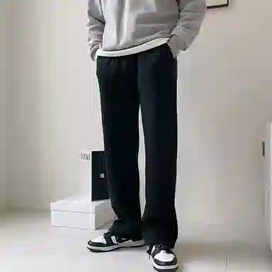 我是大卫 纯色简约保暖加厚阔腿宽松休闲裤 男女同款