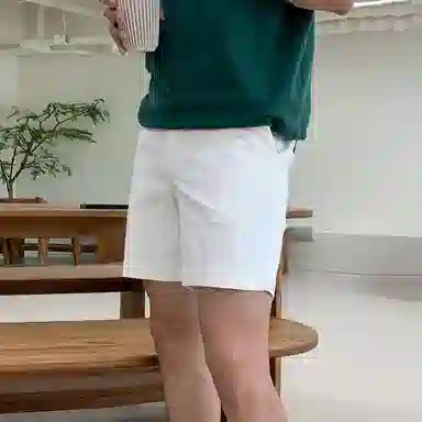 我是大卫 商务轻熟风简约时尚慵懒感宽松纯色五分休闲短裤 男女同款 白色