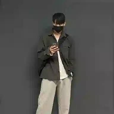 我是大卫 薄款宽松休闲百搭工装长袖衬衫 男款 深灰色