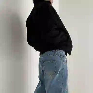 我是大卫 美式高街立领插肩袖潮牌时尚百搭宽松休闲卫衣 通用 黑色