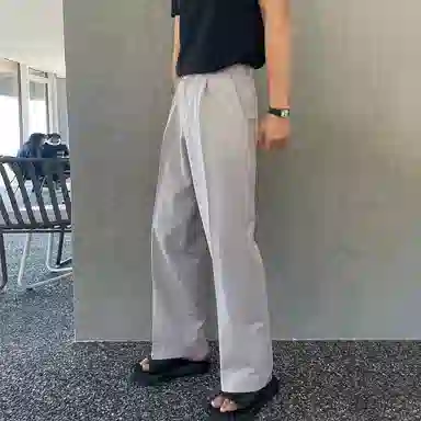 我是大卫 冰丝宽松直筒阔腿基础垂感简约休闲裤西裤 男女同款