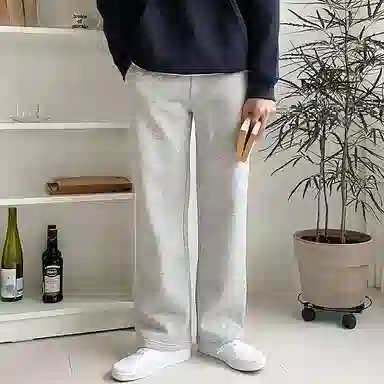 我是大卫 纯色简约保暖加厚阔腿宽松休闲裤 男女同款