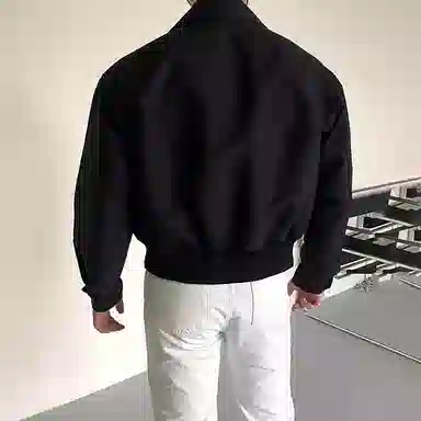 我是大卫 帅气百搭宽松休闲潮牌韩版棒球服夹克外套 男女同款 黑色