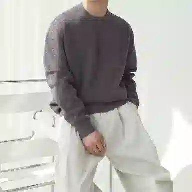 我是大卫 休闲简约纹理感基础款纯色落肩保暖针织衫 男女同款