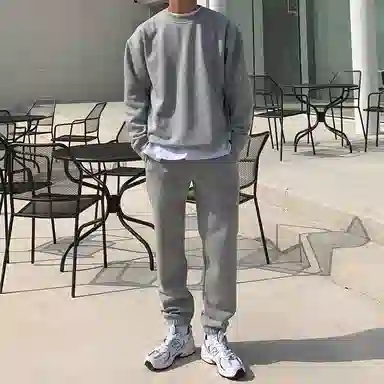 我是大卫 基础简约纯色系带韩系直筒宽松束脚休闲裤 男女同款