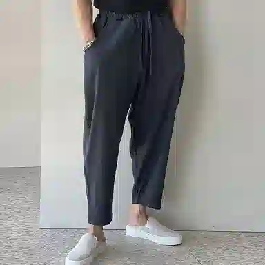 我是大卫 纯色抽绳小脚九分休闲裤 男女同款