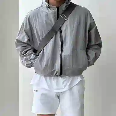 我是大卫 美式高街个性户外连帽防晒短款设计抽绳夹克外套 男女同款