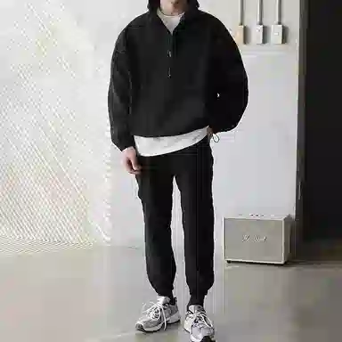 我是大卫 半拉链连帽户外两件套防晒衣束脚裤休闲运动套装 男女同款