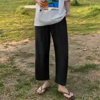 我是大卫 宽松薄款阔腿简约气质韩系轻熟风直筒休闲裤 男女同款