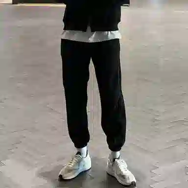 我是大卫 透气简约百搭排汗韩版运动风束脚纯棉休闲裤 男女同款