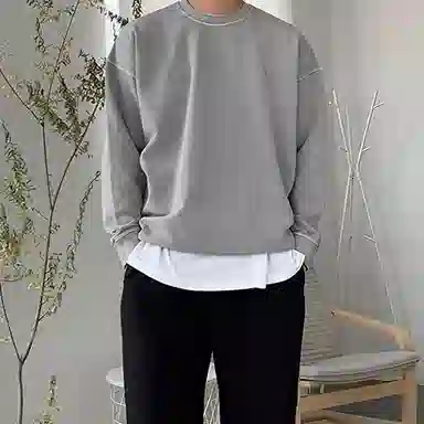 我是大卫 港风复古宽松圆领休闲纯色百搭长袖卫衣 男女同款