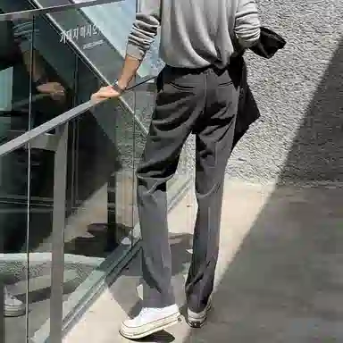 我是大卫 垂感拖地基础款简约阔腿直筒宽松西裤休闲裤 男女同款