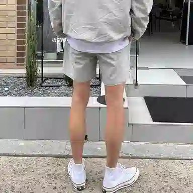 我是大卫 基础纯色百搭薄款抽绳直筒休闲短裤 男女同款