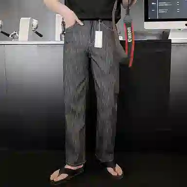 我是大卫 高级感直筒宽松百搭休闲牛仔裤 男女同款 黑色