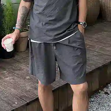 我是大卫 宽松百搭抽绳休闲短裤 男款 碳色