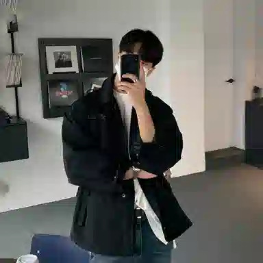 我是大卫 多口袋拉链纯色基础款开衫休闲教练夹克 男女同款 黑色