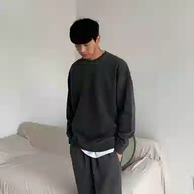 我是大卫 港风复古宽松圆领休闲纯色百搭长袖卫衣 男女同款