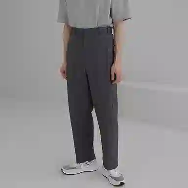 我是大卫 纯色简约合身中腰直筒休闲裤 男女同款