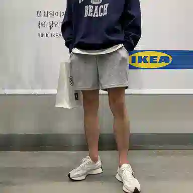 我是大卫 男士夏季健身房韩版潮流百搭宽松时尚纯色运动风休闲短裤 男款 灰色