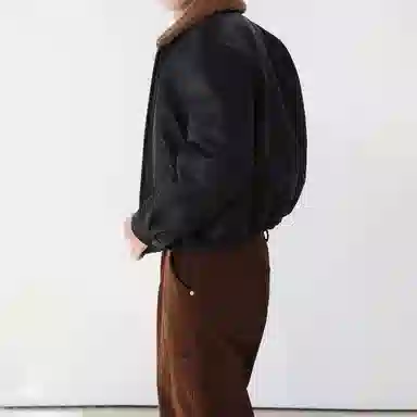 我是大卫 韩版短款复古保暖加厚休闲翻领夹克外套 男女同款 黑色