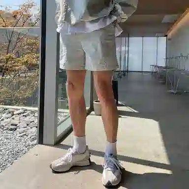 我是大卫 纯色宽松百搭四分休闲短裤 男女同款