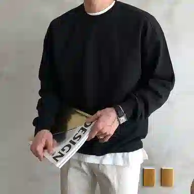 我是大卫 港风圆领纯色韩版潮流宽松百搭卫衣 男女同款