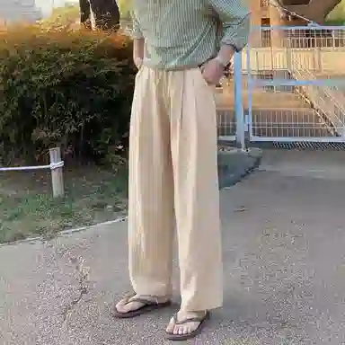 我是大卫 宽松薄款阔腿简约气质韩系轻熟风直筒休闲裤 男女同款