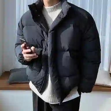 我是大卫 立领保暖加厚宽松面包棉服 男女同款