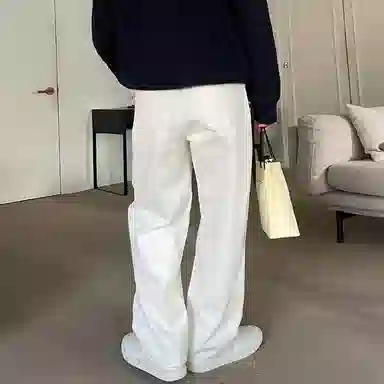 我是大卫 宽松纯色直筒休闲裤 男女同款 白色