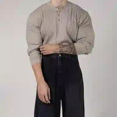 我是大卫 小众高级感韩系纯色设计感宽松套头炸街针织衫 男女同款