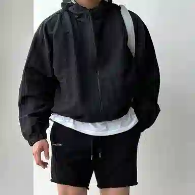 我是大卫 美式高街个性户外连帽防晒短款设计抽绳夹克外套 男女同款