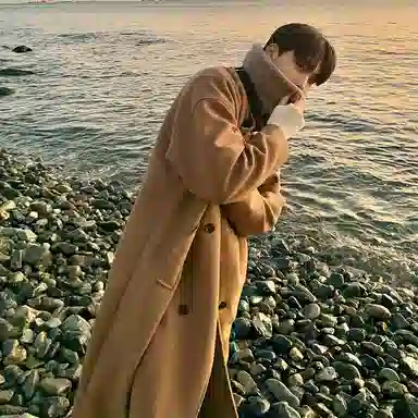 我是大卫 复古双排扣过膝保暖加厚休闲大衣 男女同款 卡其色