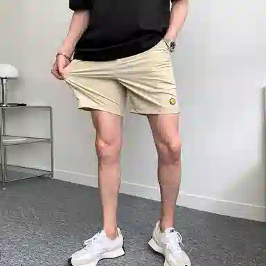 我是大卫 日系宽松百搭纯色直筒潮流时尚简约休闲短裤 男女同款 卡其色