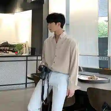 我是大卫 气质柔软亲肤透气轻商务通勤纯色尖领长袖衬衫 男女同款
