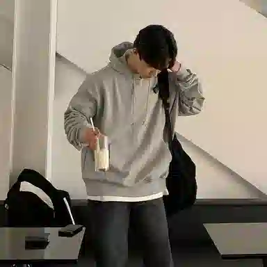 我是大卫 美式百搭纯色复古套头重磅宽松潮牌卫衣 男女同款