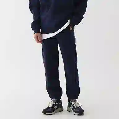 我是大卫 美式高街宽松休闲简约纯色九分束脚针织运动裤 男女同款 藏青色