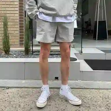 我是大卫 基础纯色百搭薄款抽绳直筒休闲短裤 男女同款