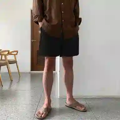 我是大卫 潮牌日系韩版百搭居家直筒五分休闲短裤 男款