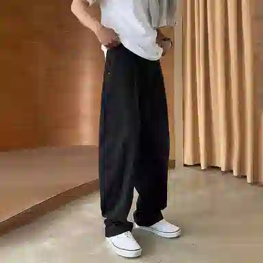 我是大卫 简约百搭直筒阔腿宽松休闲裤 男女同款