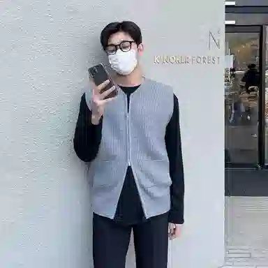 我是大卫 日系宽松开衫时尚个性学院风坎肩拉链针织衫 男女同款